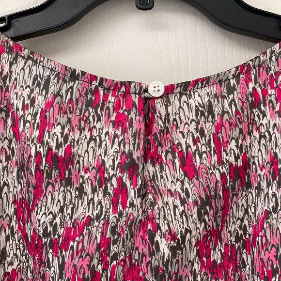 🛍 2 for $25! 🛍 Kasper - Pink Black & White Print Sleeveless Top w Keyhole - Picture 3 of 7